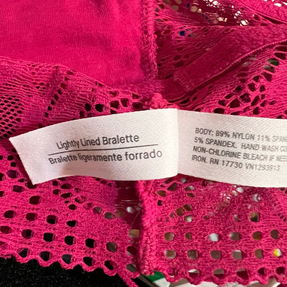 Auden Hot Pink Lace Bralette Strappy Back Lightly Lined - Picture 8 of 9